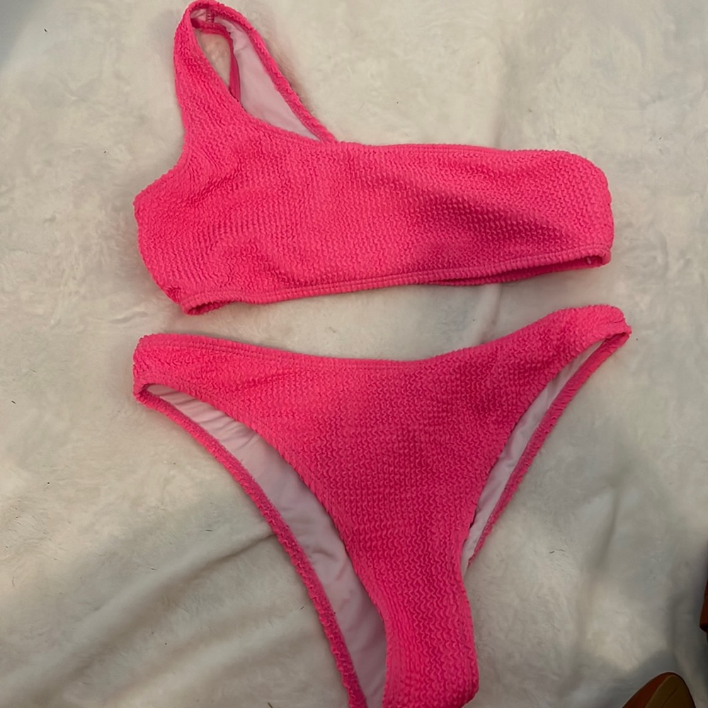 Pink one shoulder bikini
